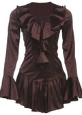 Satin Ruffle Lace-Up Mini Dress