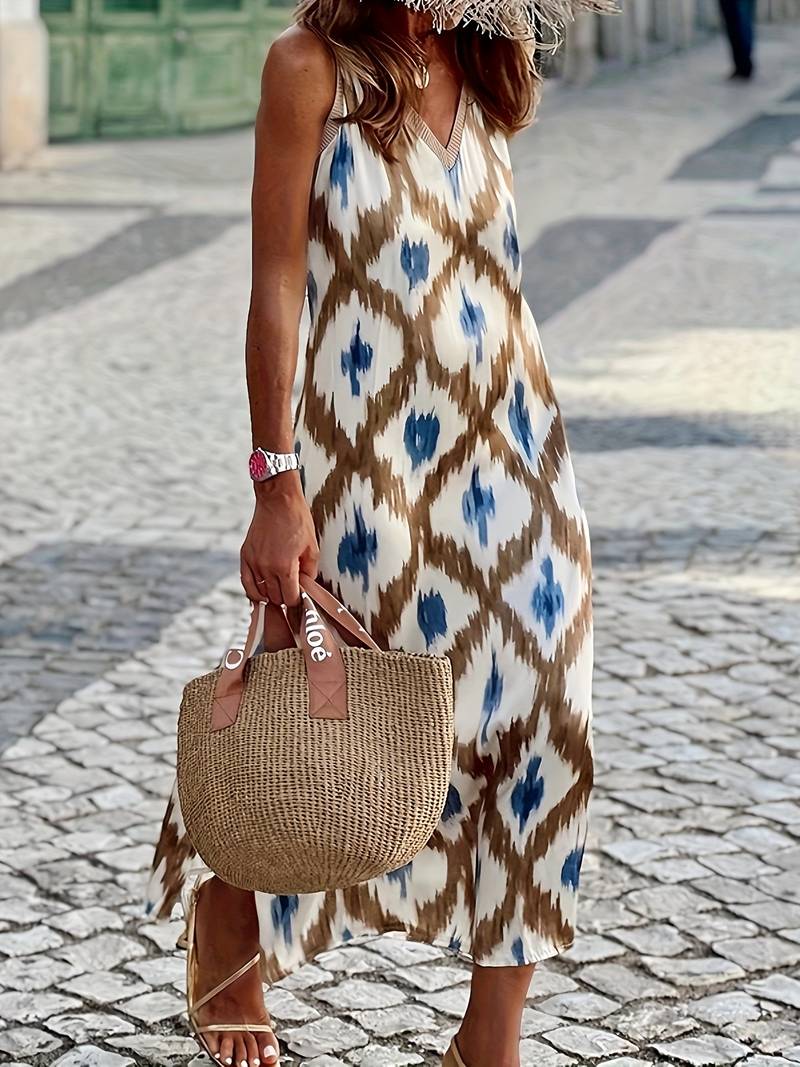 Hadassa Statement Ikat Print Sleeveless Dress Boutique Collection