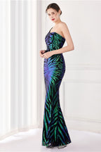 Sparkle Beaded V Neck Party Gown Formal Dress