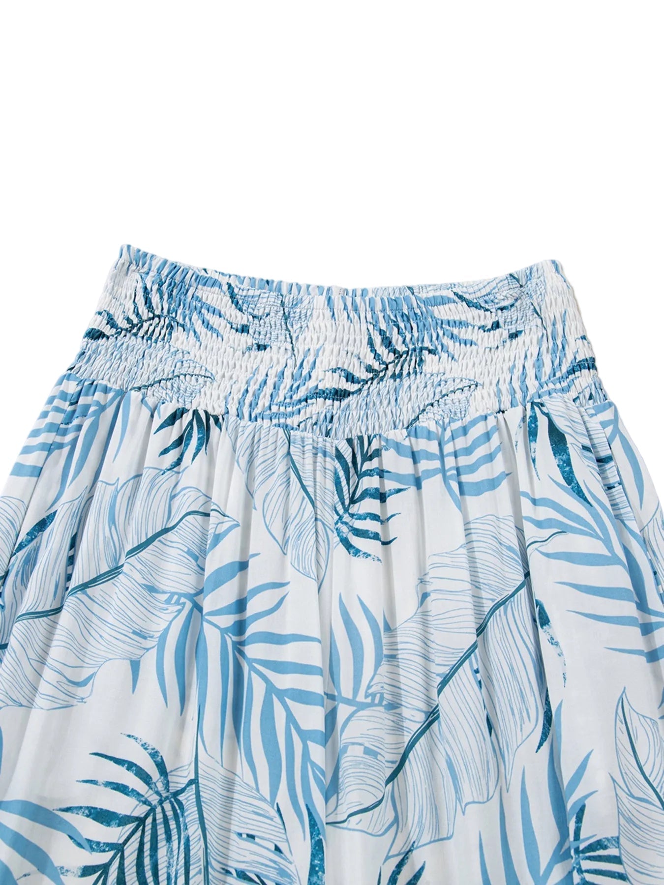 Tropical Wide Leg Pants | Shirred Waist Women__ Style