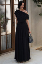 Slim Fit Round Neck Ruched Sheer Bodycon Formal Dress