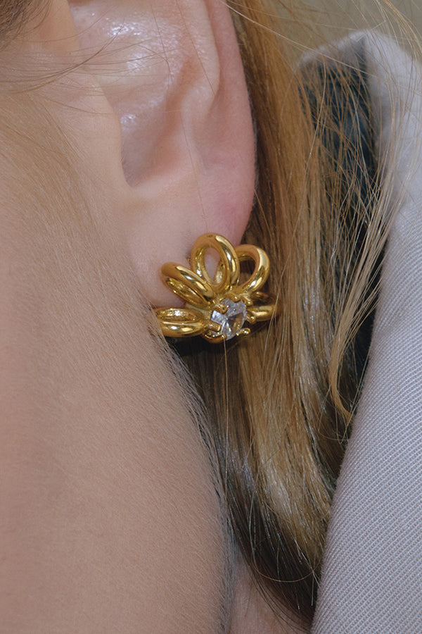 Stylish Affordable-Luxury Stainless Steel and Zircon Stud Earrings and Necklace