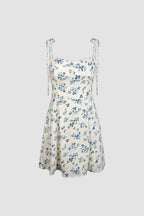 Floral Print Sweetheart Tie Shoulder Bustier Mini Dress