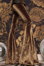 Stylish Velvet High-waisted Draped Casual Flared Pants