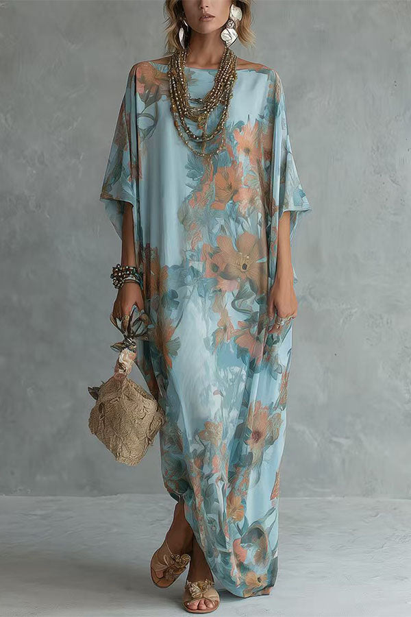 Boho Chic Floral Print Loose Fit Maxi Dress