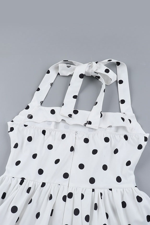 Halter Neck Bubble Hem Polka Dot Fit And Flare Mini Dress