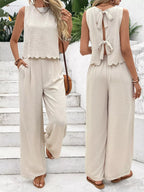 Tie Back Tank and Wide Leg Pants Set