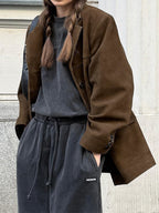 Nubuck Vintage Lapel Loose Suede Jacket