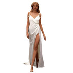 Dafne Boutique Backless Slit White Beach Holiday Dress Elevated Occasion Wear