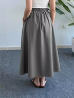 Flowy A-Line Midi Skirt with Pockets