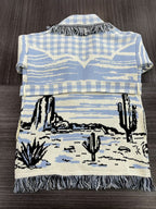 Jacquard Cardigans Tassel Trim Belted Nature Inspired Boho Sweater