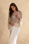 Solid Color Sequined Hollow Long Sleeve Knit Sweater