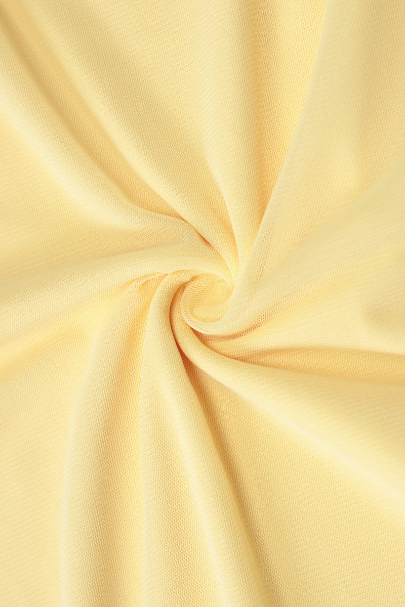 Yellow Spaghetti Strap Sweetheart Neck Scallop Trim Ruched Mermaid Maxi Dress