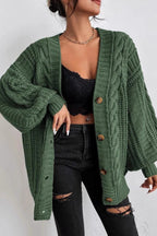 Lantern Sleeve Cable Knit Sweater