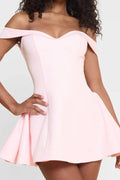 Pink Backless Off-the-shoulder Dress