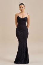 Spaghetti Strap Sweetheart Lace Bustier Mermaid Maxi Dress