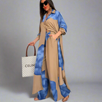 Printed mid-length top and wide-leg pants two-piece set