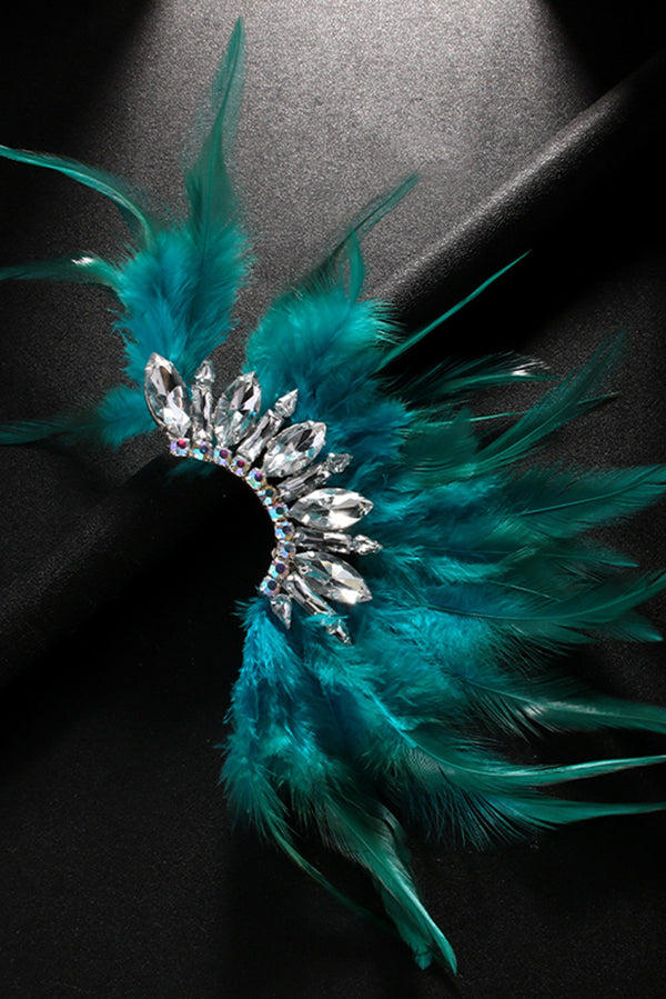 Exquisite Feather and Rhinestone Fairy Earrings