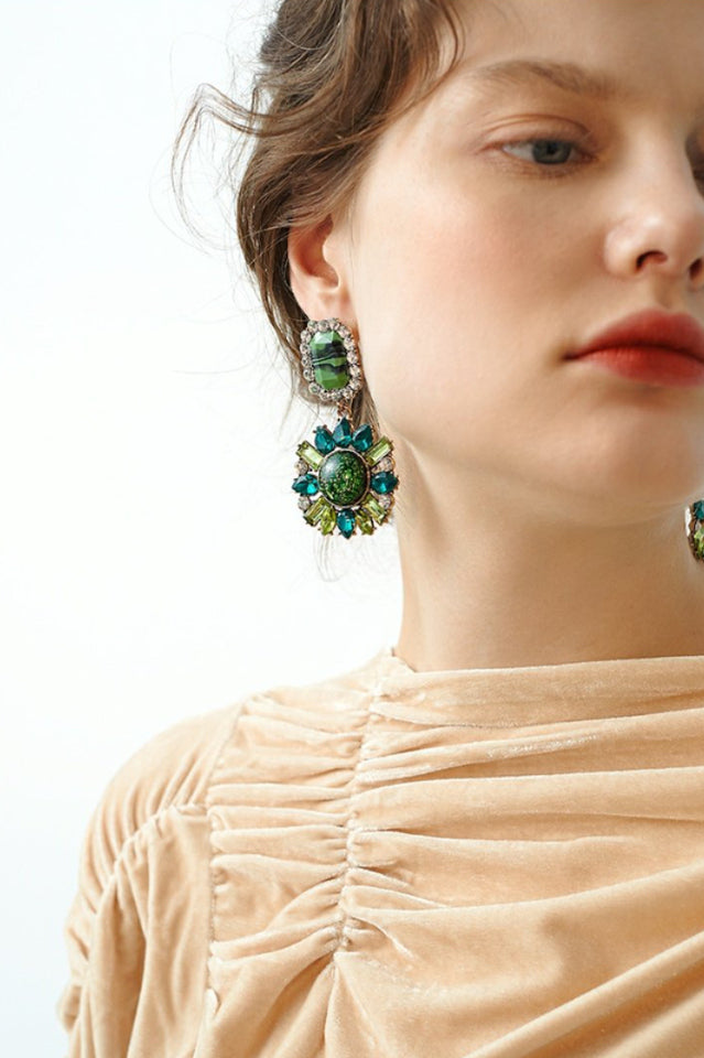 Emerald Gem Dangle Earrings