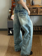 American Style Water Washing Aging Boyfriend Jeans