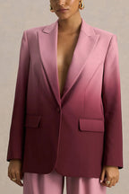 Enya Ombre Print Single Button Long Sleeve Lapel Loose Blazer