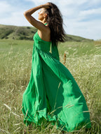Halter Neck Maxi Dress for Women - Boho V Neck Ruched Flowy Backless Sun Dress - Summer Beach Party 2026