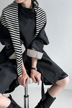 British-Style Stand-Collar Belted Mid-Length Trench Coat