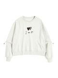 Embroidery Drawstring Sleeve Decor Oversized Hoodie