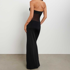 Mesh backless solid tube maxi dress  | Festival Outfits Women
