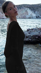 Cowl Back Long Sleeve Slim Fit Maxi Dress