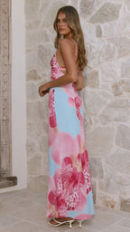 Scarlet Maxi Dress - Blue/Pink Floral