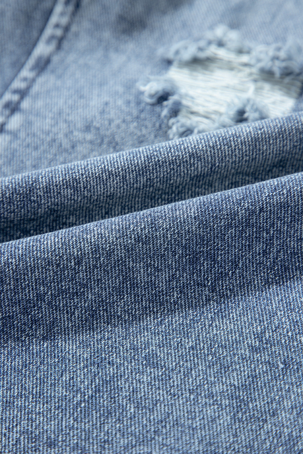 Blue Zone Planet | Stone Blue Distressed Bib Pocket Wide Leg Denim Overall