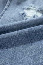 Blue Zone Planet | Stone Blue Distressed Bib Pocket Wide Leg Denim Overall