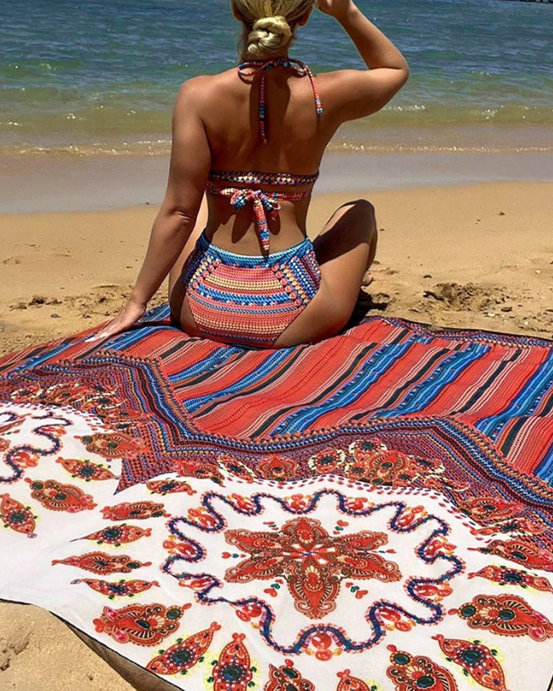 | Bikini Set with Tie-Dye Scarf