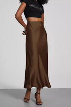 Solid Color Satin Skirt