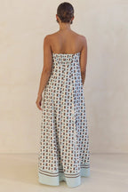Strapless Contrast Band Hem A-Line Maxi Dress