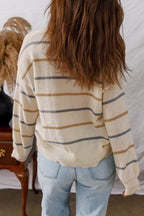 Striped Knit Button Down Cardigan