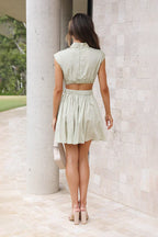Fernanda Statement Mini Dress Sage Green Evening Wear Edit