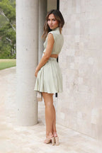 Fernanda Statement Mini Dress Sage Green Evening Wear Edit
