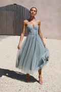 Manuela Chic Midi Dress Sage Green Statement Occasion Edit