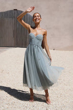 Manuela Chic Midi Dress Sage Green Statement Occasion Edit