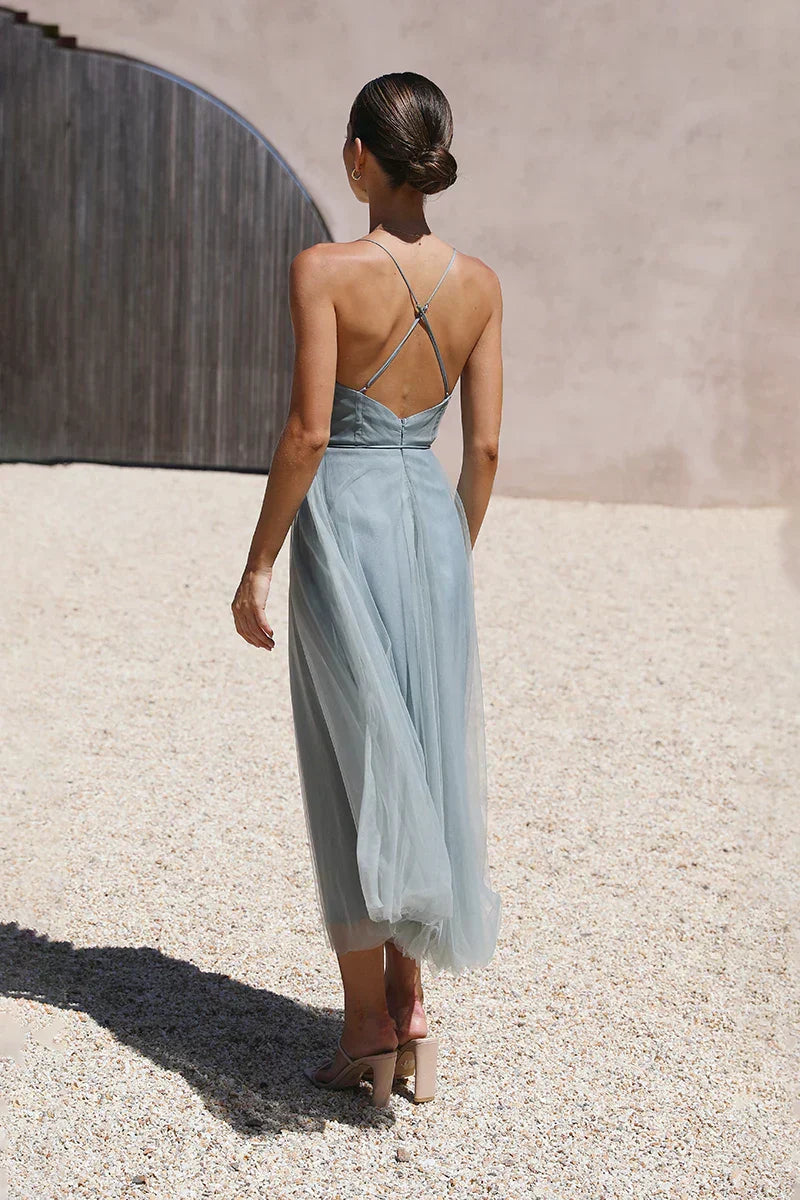 Manuela Chic Midi Dress Sage Green Statement Occasion Edit