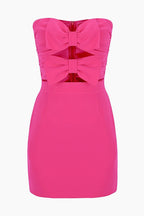 Rita Aesthetic Mignon Mini Tube Dress with Cut Out and Bow Chic Silhouette Collection