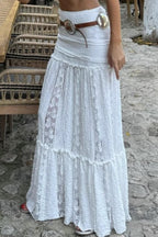 Sheer Floral High-Slit Skirt
