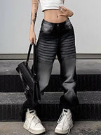 Washed Ombre Dangle Boyfriend Jeans