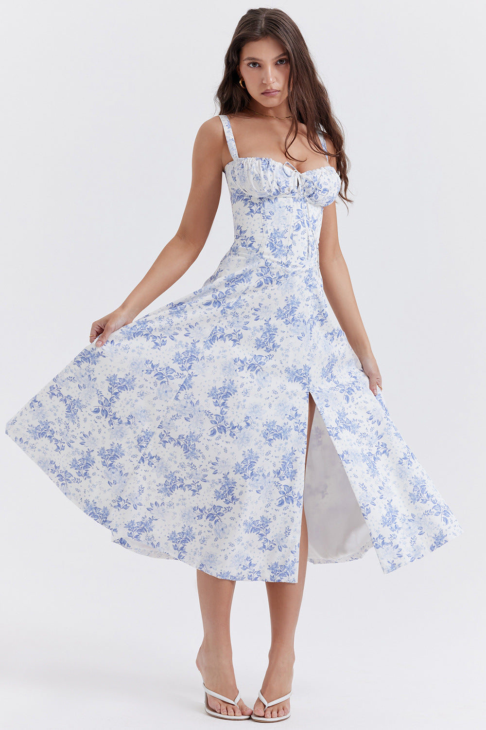 Juniper Aesthetic Women's Spring Summer Strap Vintage Tight Corset Midi Dress Boutique Collection