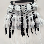 Lace tassels skull applique mini skirt  | Festival Outfits Women