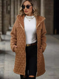| Structured long-sleeved zip-up hooded coat
