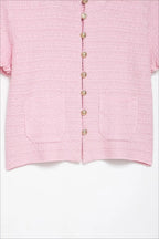 Solid Knit Short Sleeve Cardigan