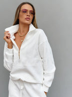 Textured Half-Zip Sweater And Joggers Set For Women 2026